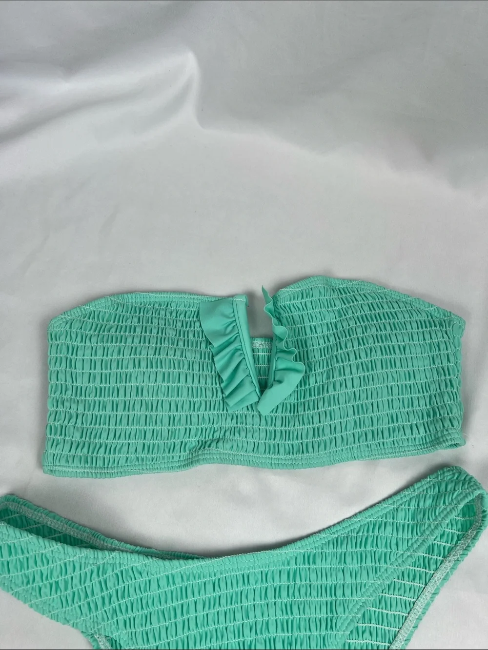 SHEIN‎ Mint Green Smocked Bandeau Bikini Set Size Medium